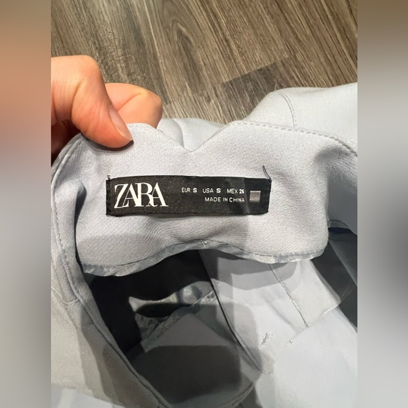 ZARA WOMAN HIGH-WAISTED PANTS LIGHT BLUE - Picture 13 of 15